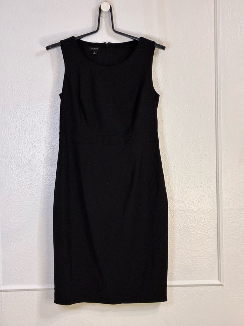 Talbots Black Sleeveless Luxe Wool Midi Sheath Dress Sz.2